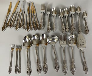 Pretty Stainless Flatware Silverware Including Many Serving Pieces In Oneida Brahms & Raphael Patterns