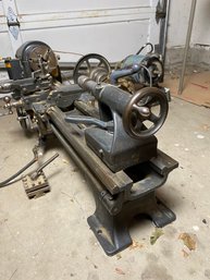 Vintage Logan Montgomery Ward Powr-Kraft Metal Lathe With Powr-Kraft 0.5 Horsepower Electric Motor, 4422