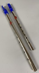 Pair Of Vintage Generation British Made Tin Or Penny Whistles