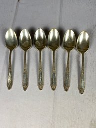 Six Antique Sterling Silver Teaspoons By Whiting Manufacturing Corp, Cinderella Pattern (170 Grams)
