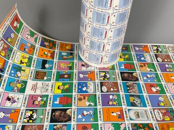 Two Uncut Printer's Prototype Sheets Of Peanuts Trading Cards