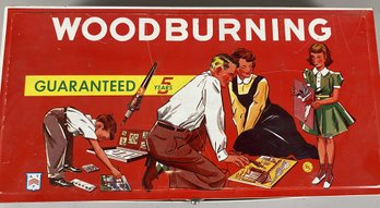 Vintage Electric Wonder Pen Wood Burning Kit With Many Pieces In Original Metal Caring Case By American Toy