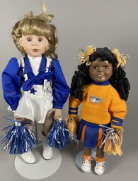 Pair Of Porcelain Cheerleader Dolls Including A Dallas Cowboys Doll