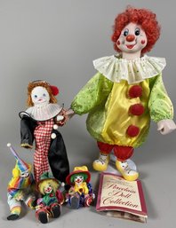 Porcelain Clown Dolls Including One From The Heritage Mint