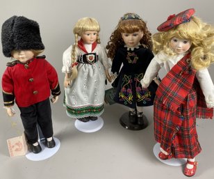 Four Porcelain International Little Girl Dolls Including Dolls From Ireland, England & Scotland