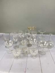 Huge Lot Of Miscellaneous Vintage Clear Glassware, Etched, Gold, Cut