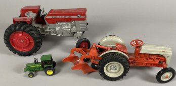 Cast Iron Toy Or Collector Ford, John Deere & Massey-Ferguson Tractors Including At Least Two By Ertl