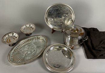 Miscellaneous Pieces Of Vintage Silver Plate Including A Divided Dish, Footed Dishes & More