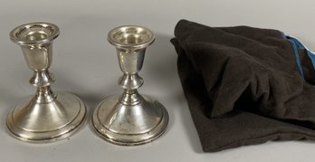 Beautiful Pair Of Towle Weighted Sterling Silver Candlesticks With Storage Bags
