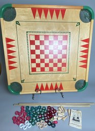 Vintage Tabletop Carom & Crokinole 100 Game Board & Game Pieces By Merdel Game Mfg