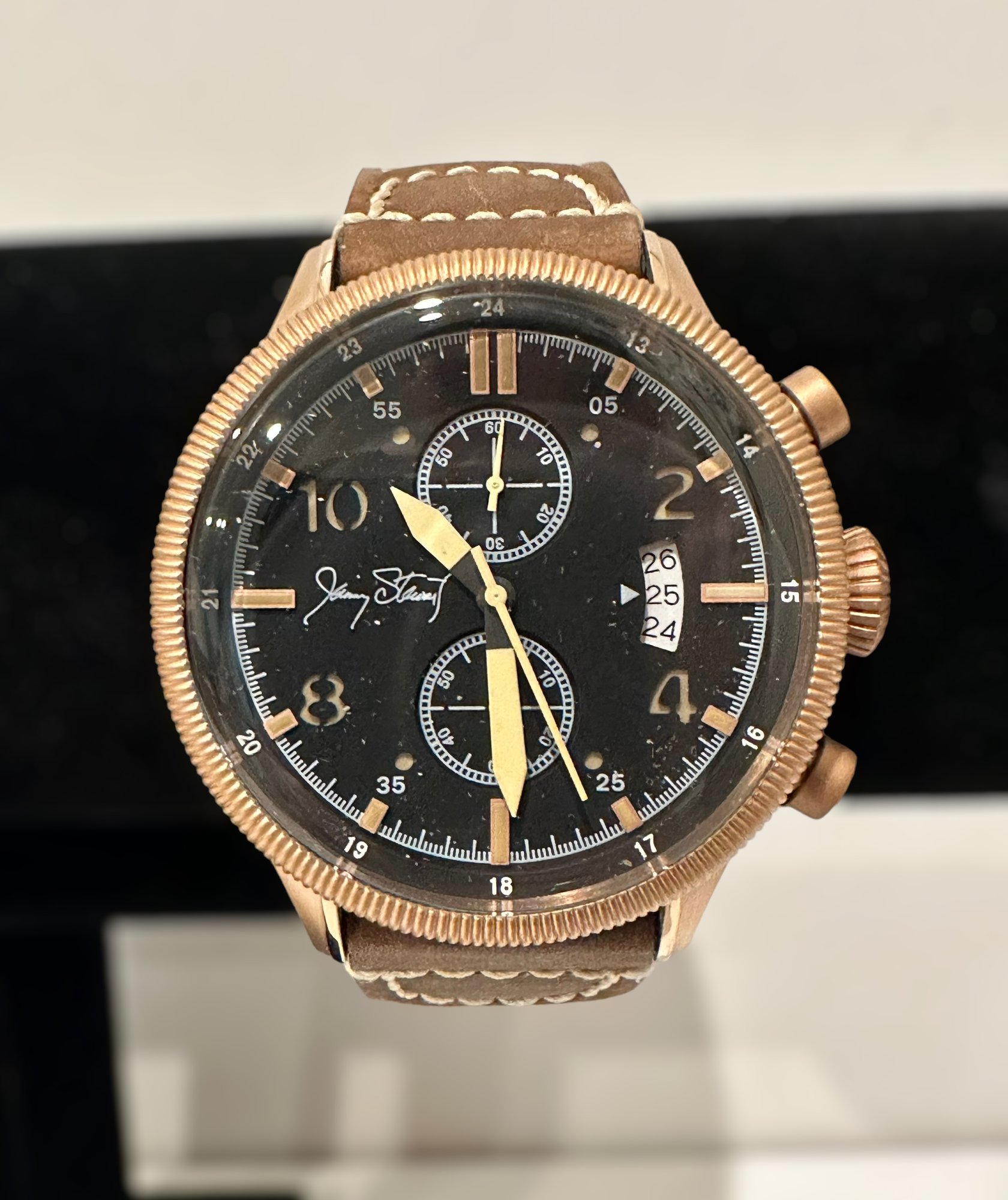 Stauer Mens Jimmy Stewart Bomber Chronograph Watch #6609 | Auctionninja.com