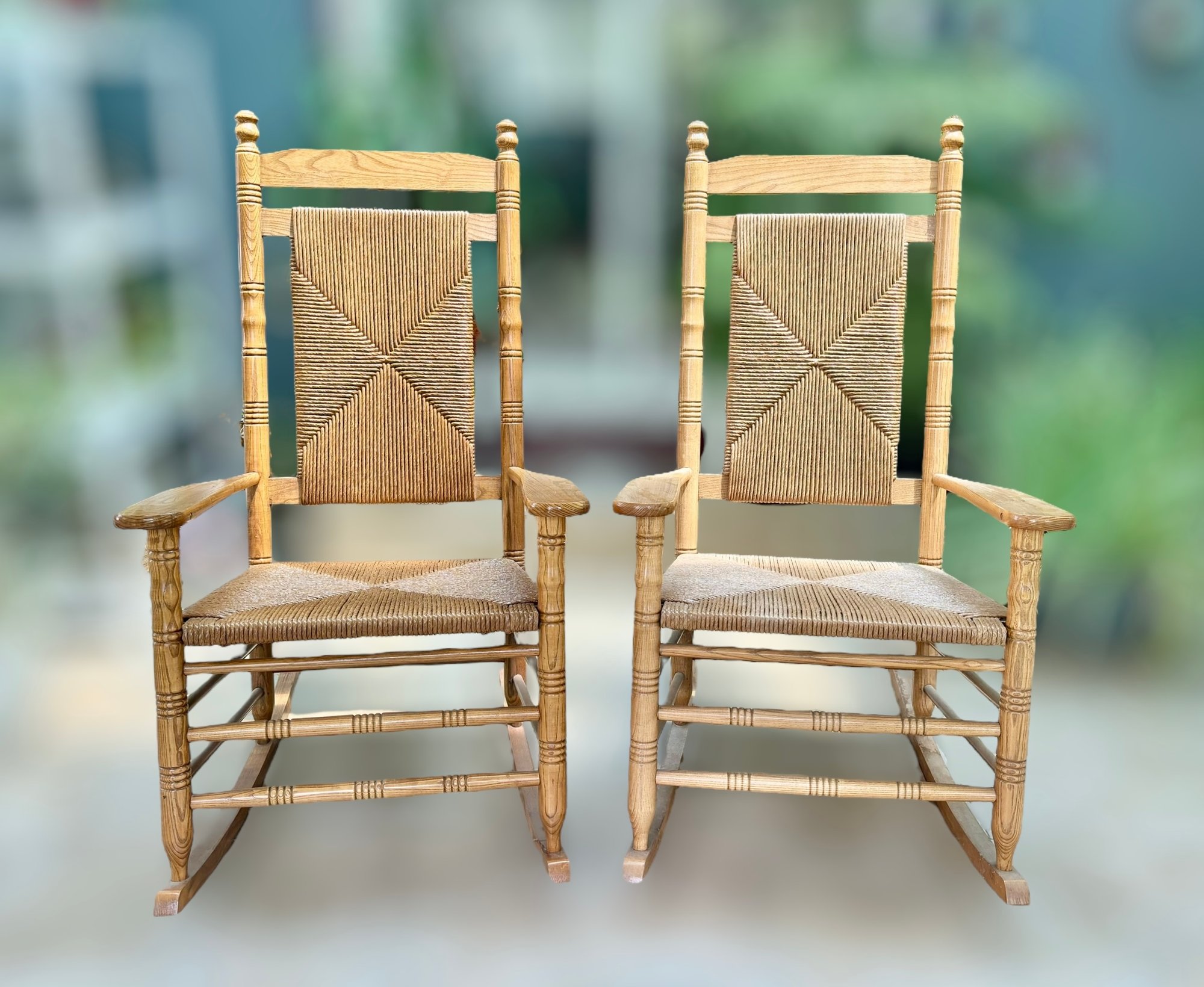 Amazing Cracker Barrel Rocker Wooden Rocking Chairs W/ Woven Seats ...