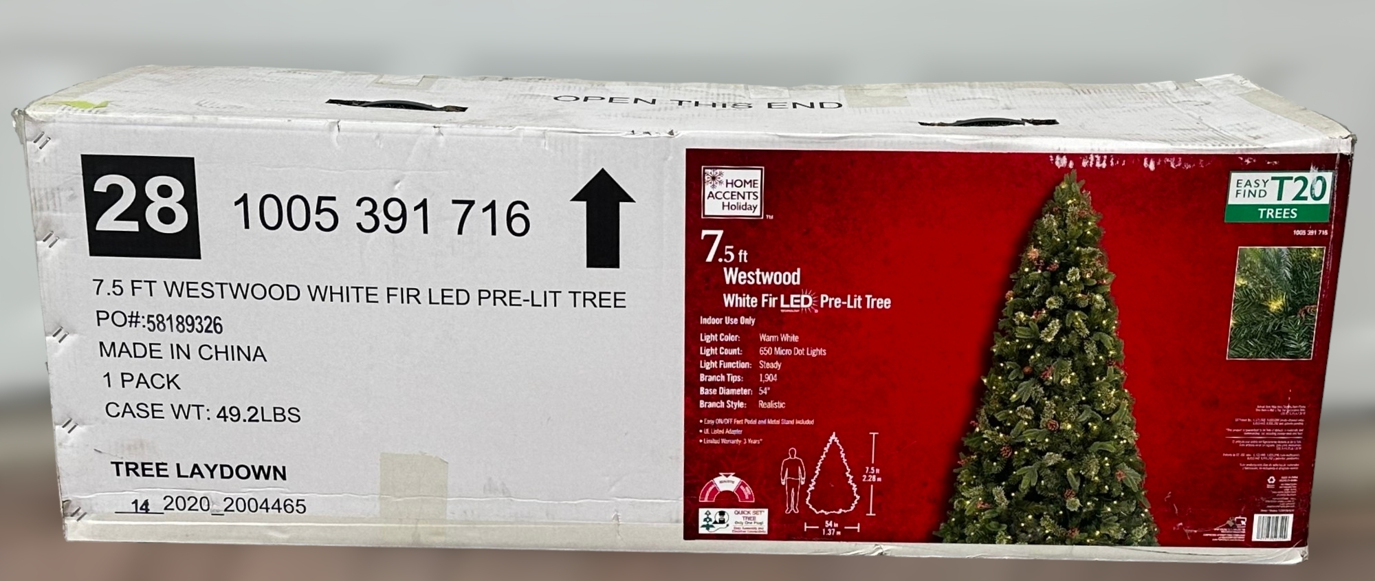 Home Accents Holiday 7.5 Ft Westwood White Fir LED Prelit Tree 11360