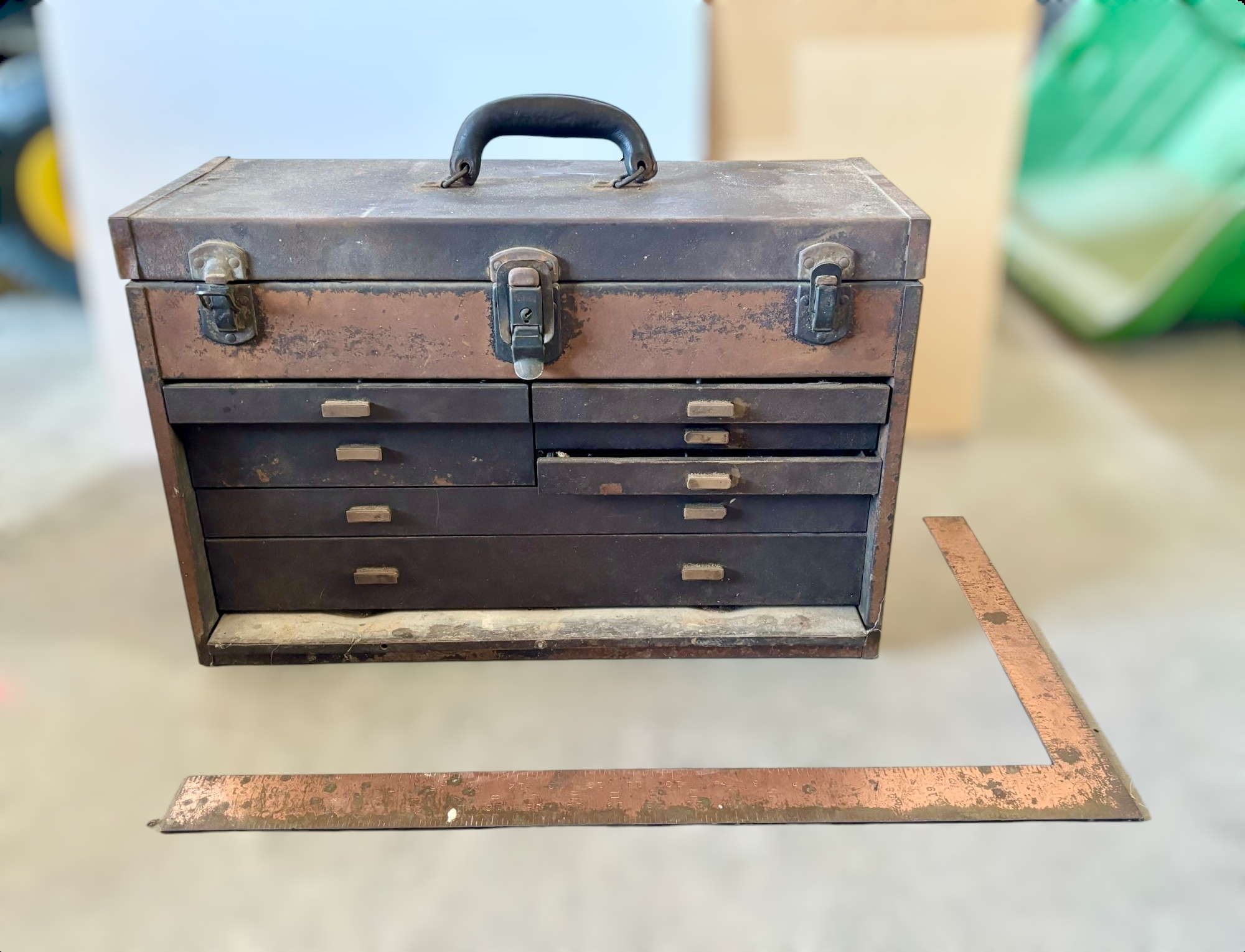Vintage Mid-Century Kennedy Tool Chest With All Tools And Measuring Stick  Included #12209 | Auctionninja.com