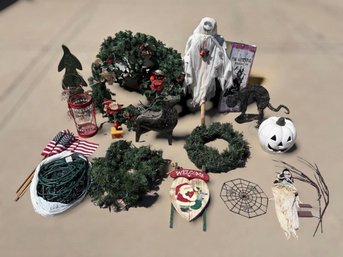 Great Collection Of Assorted Holiday Decor Pieces Featuring Halloween, Christmas And More