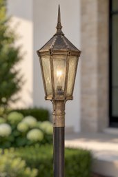 Large Antique Winchester Style Octagonal Post Mount Lumiere Lamp With Top Finial