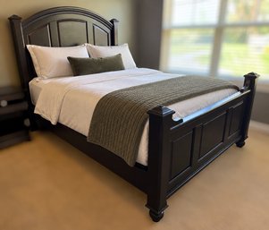 Queen Black Arched Panel Bed Frame With Mattress