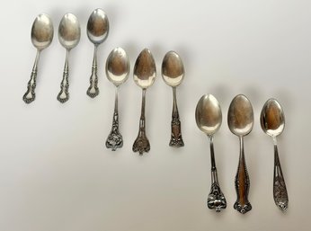 Gorgeous Collection Of Sterling Silver Dining Spoons - Lot Of 9