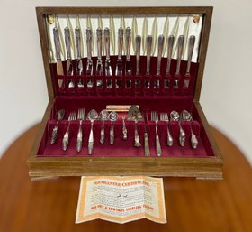 Magnificent Holmes & Edwards And Rogers Silver Plate Sterling Inlaid Flatware W/ Walnut Case