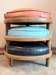 Mid Century Modern Multi Tier Stacked Vinyl Stools