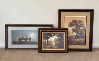 Signed Dalhart Windberg Lithographs & Print One Summer Day, Moonlightin 387, & Equine Paradise 387 - Lot Of 3