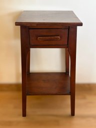 Cherry Colored One Drawer Flared Top Wood End Table