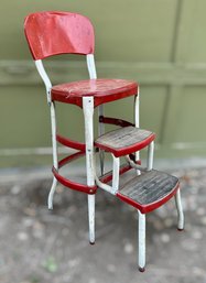 Vintage Cosco Red And White Kitchen Step Stool