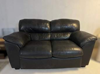 Black Faux Leather Plush Loveseat - Lot 2 Of 2
