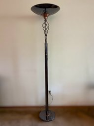 Modern Spanish Style Torchiere Floor Lamp W/spiral Metal Stem & A Large Upward-facing Shade