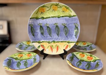 JRM Ceramics Hand-painted Italian Ceramic Dinnerware Featuring A Garden Vegetable Pattern