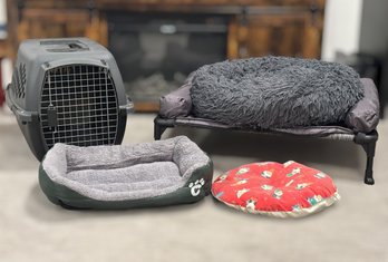 Cozy Pet Comfort Collection Featuring A Travel Carrier, Elevated Cot And Cushioned Beds