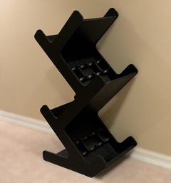 Large Black Wooden Step-tiered Wine Display Rack