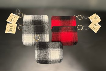 L.I.B. New York Plaid Coin Purse Collection Featuring Red And Black Patterns, Key Rings, And Original Tags