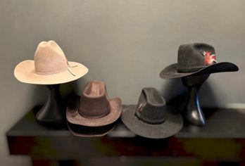 Vintage Western Cowboy Hat Collection Featuring Eddy Bros Fur Blend Styles And Classic Feather Accents