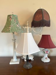 Collection I Of Vintage-style And Shabby Chic Table Lamps Featuring Floral Print Shades And Fringe