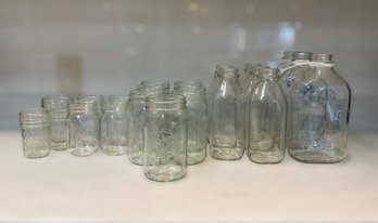 Extensive Collection Of Clear Glass Canning Jars And Milk Jars