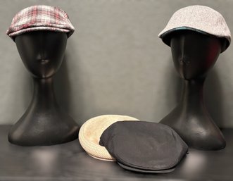 Boston Scally Co Flat Cap Collection Featuring The Contender Plaid Cap, Bruiser Black Cap, Grey Boondocks Cap