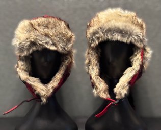 Scala Sport Buffalo Plaid Trapper Hat Pair Featuring Faux Fur Trim, Ear Flaps, And Classic Winter Styling