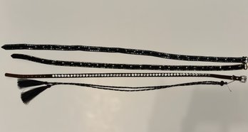 Western Belt And Horsehair Tassel Hatband Collection Featuring Studded Leather Designs And Rhinestone Accents