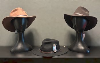 Scala Western Cowboy Hat Collection Featuring Black, Chocolate Brown & Pecan Wide Brim Styles - Lot 1 Of 2