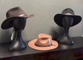 Scala Western Cowboy Hat Collection Featuring Black, Chocolate Brown & Pecan Wide Brim Styles - Lot 1 Of 2