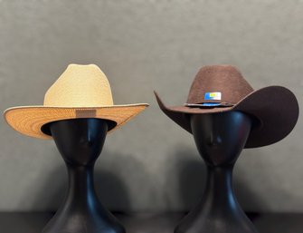 Western Cowboy Hat Pair Featuring Bullhide Felt And Eddy Bros Straw Style