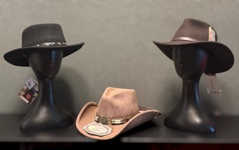 Western Cowboy Hat Collection Featuring Scala, Bullhide And Conner Handmade Styles With Decorative Hatbands