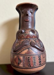 Vintage Peruvian Cusco Art Pottery Anthropomorphic Polychrome Terra-cotta Vessel/jug