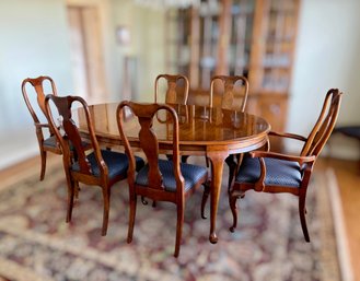 Beautiful Queen Anne Style Cherry Extension Dining Table With 8 Chairs And 2 Leaves