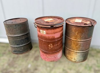 Vintage Industrial Lubricant Drums