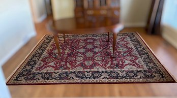 Traditional Persian Style Hand-Tied Area Rug With Red And Navy Floral Medallion Design (8x10 Foot)