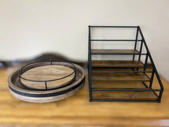 Modern Farmhouse Coffee Syrup Organizer And Serving Tray Set