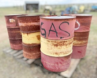 Vintage 55-gallon Metal Barrels Previously Used For Schaeffer Specialized Lubricants