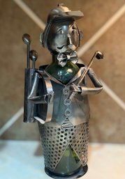 Golfer Metal Wine Bottle Holder